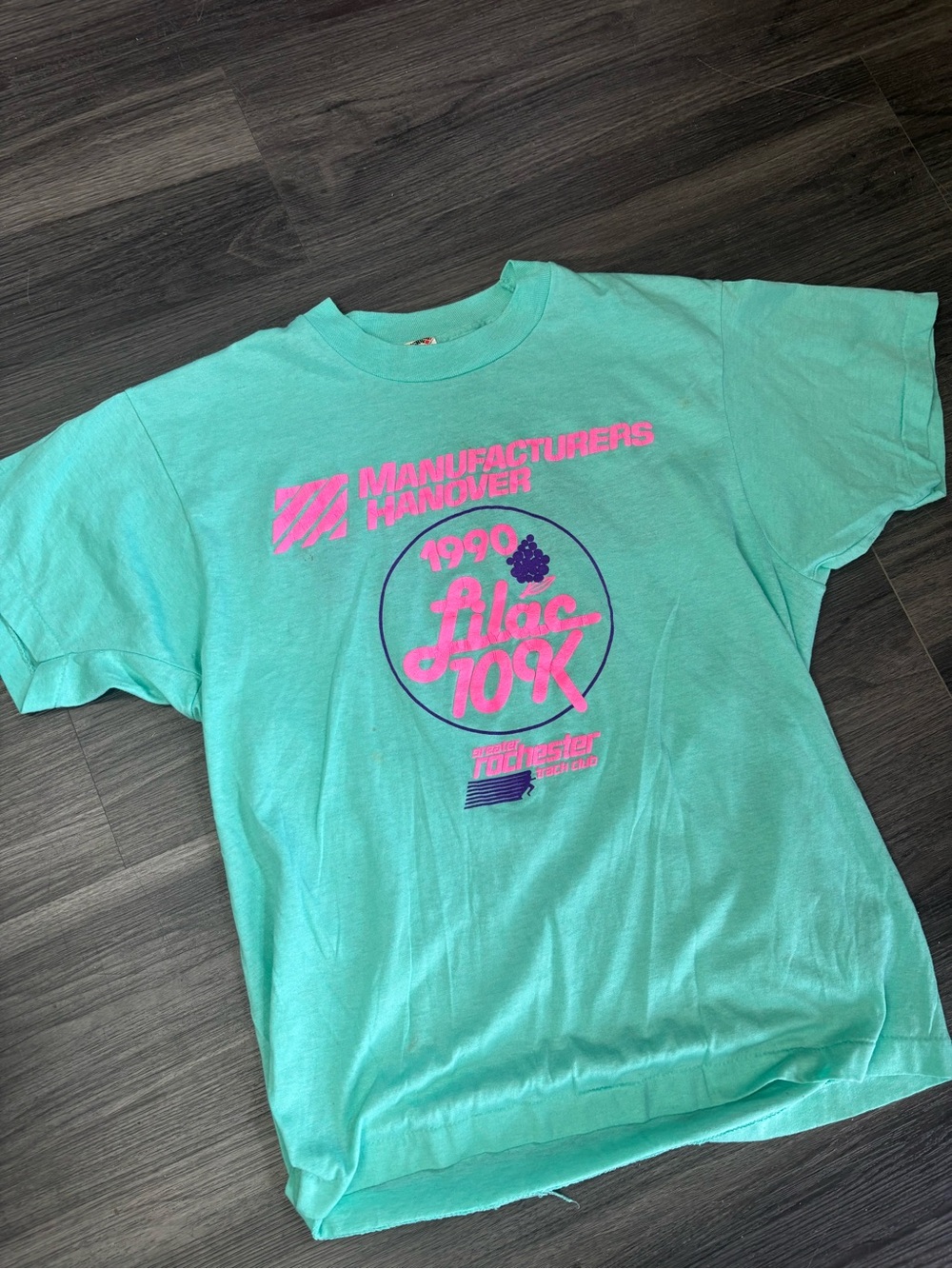 Vintage1990 Lilac10K Rochester NYSingle Stitch tshirt  LG  Front & Back Print